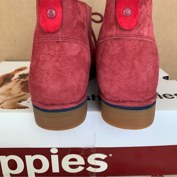 Hush Puppies Red Suede Ankle Boots Size 10 Wide - Style CYRA CATELYN - Picture 7 of 11